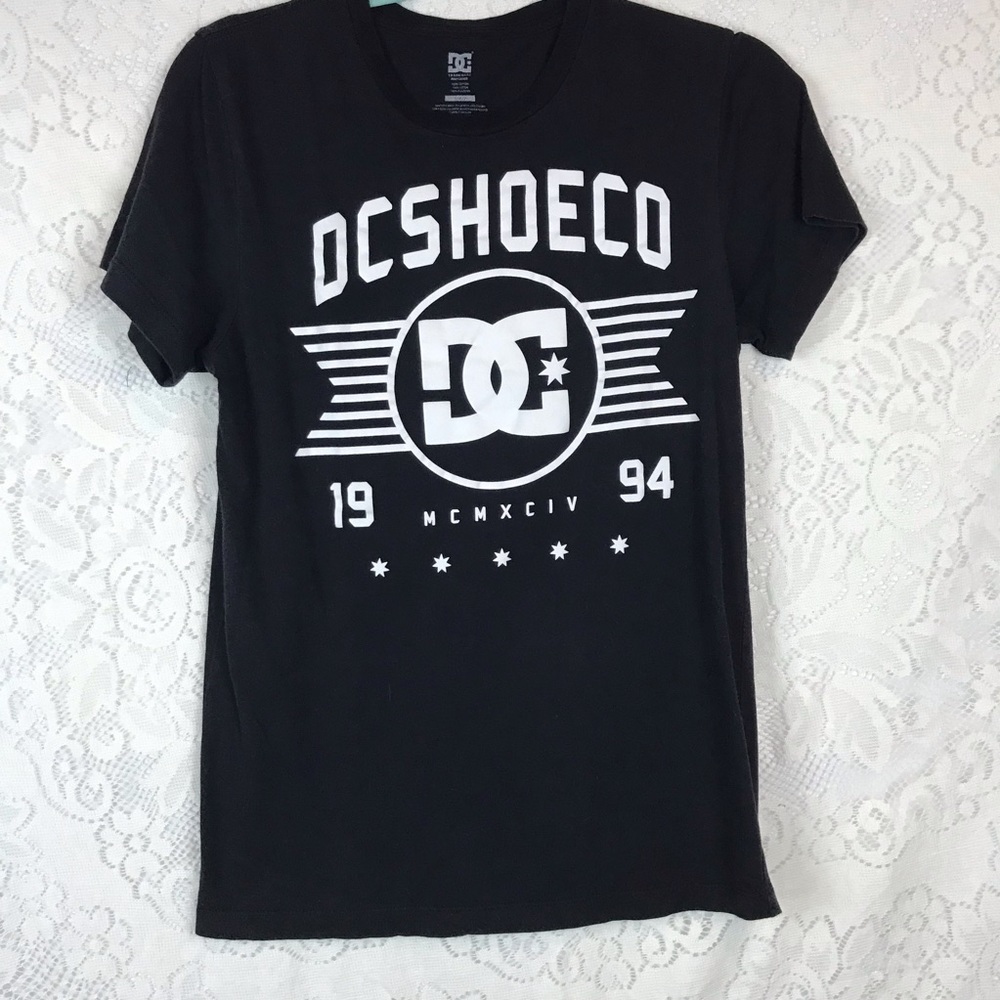 DC Black Tee with White Graphics M01005